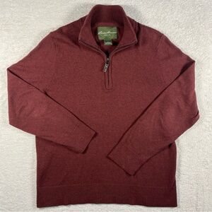 Eddie Bauer Men's Maroon Zip-Up Sweater